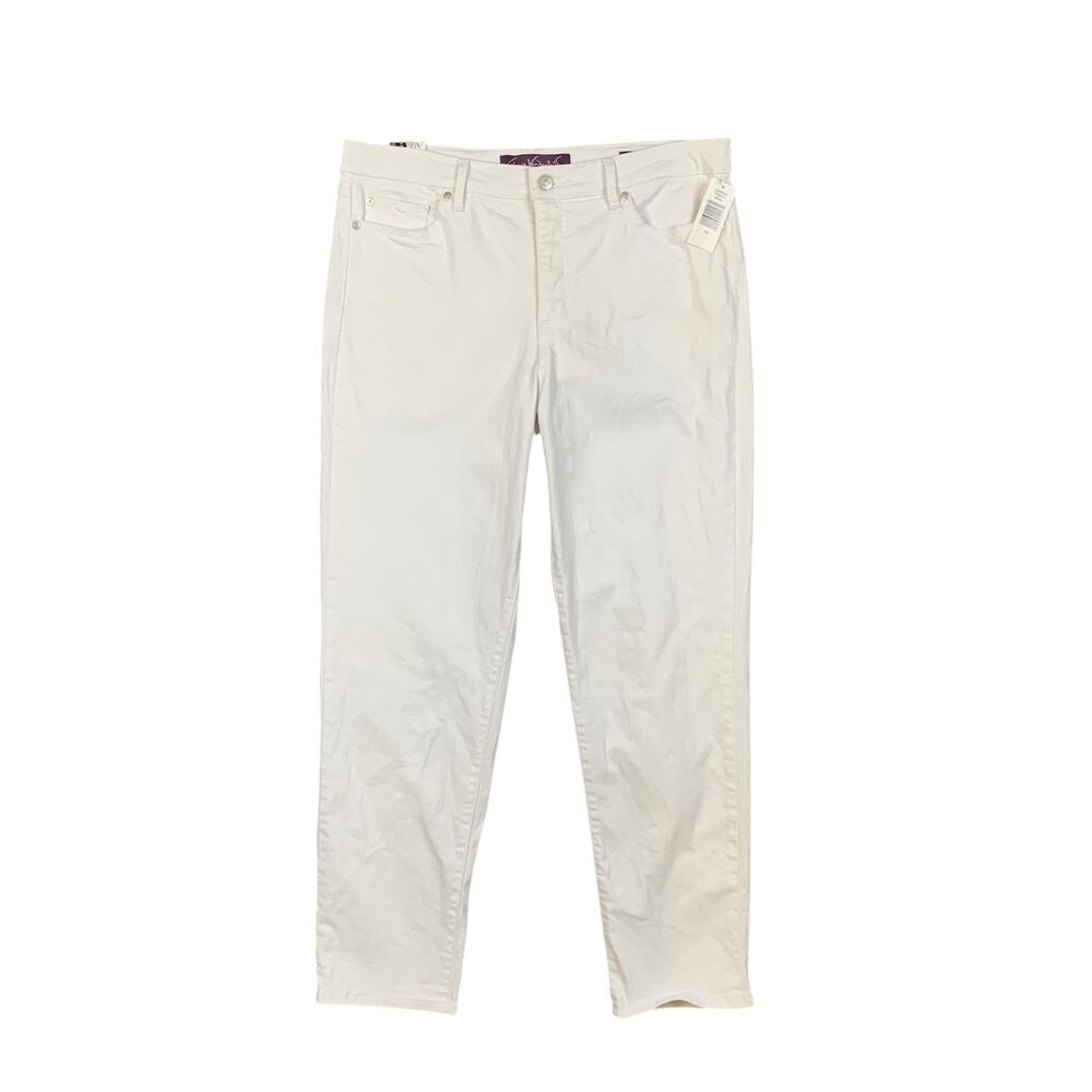 Gloria Vanderbilt Jeans Womens 10 White Denim Zip Fly Boyfriend Mid Rise Stretch
